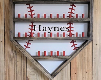 Personalized Baseball Ring Holder: Home Plate Display, Handmade Wood Decor