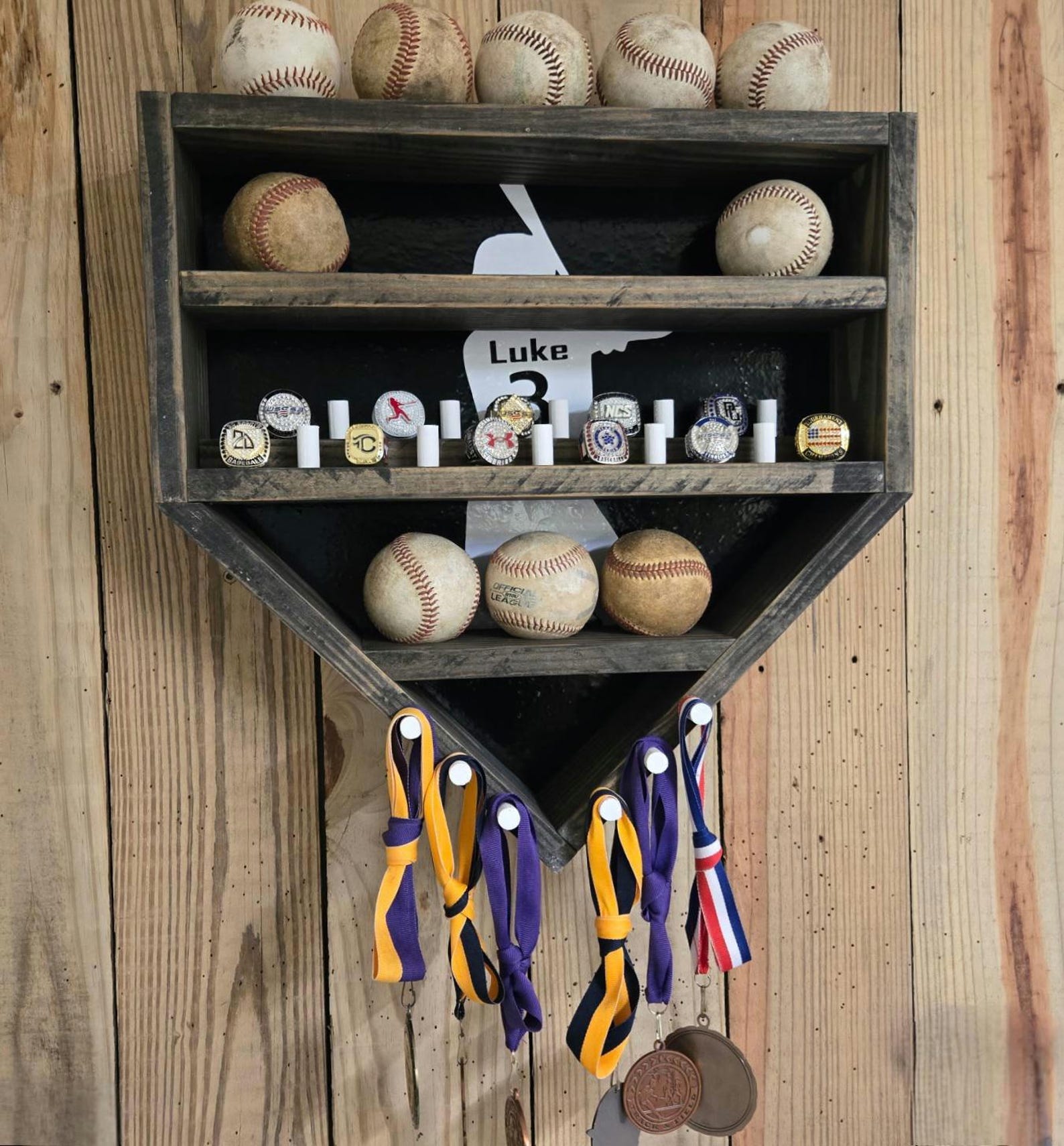 Customizable Baseball/softball Ring Holder Display: Wooden Home Plate ...