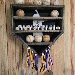 CUSTOMIZABLE Baseball/Softball Ring Holder Displays / Wooden Ring Display / Tournament Ring Holder/ Display Shelf