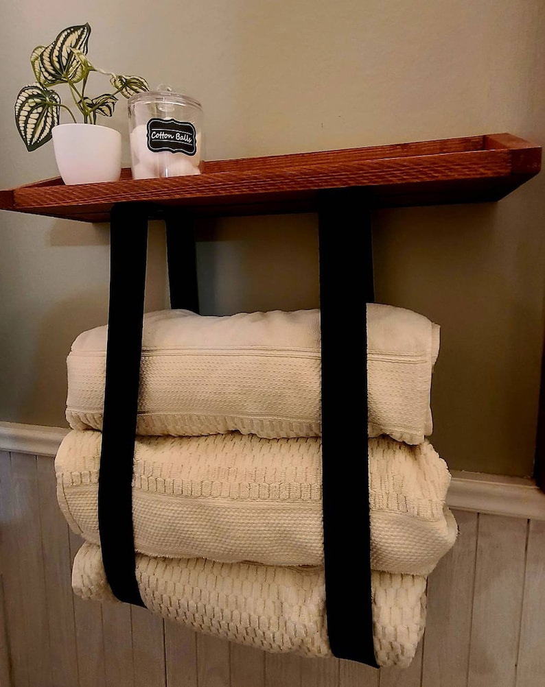Bathroom Towel Holder With Shelf. Wood Towel Holder. Bathroom - Etsy