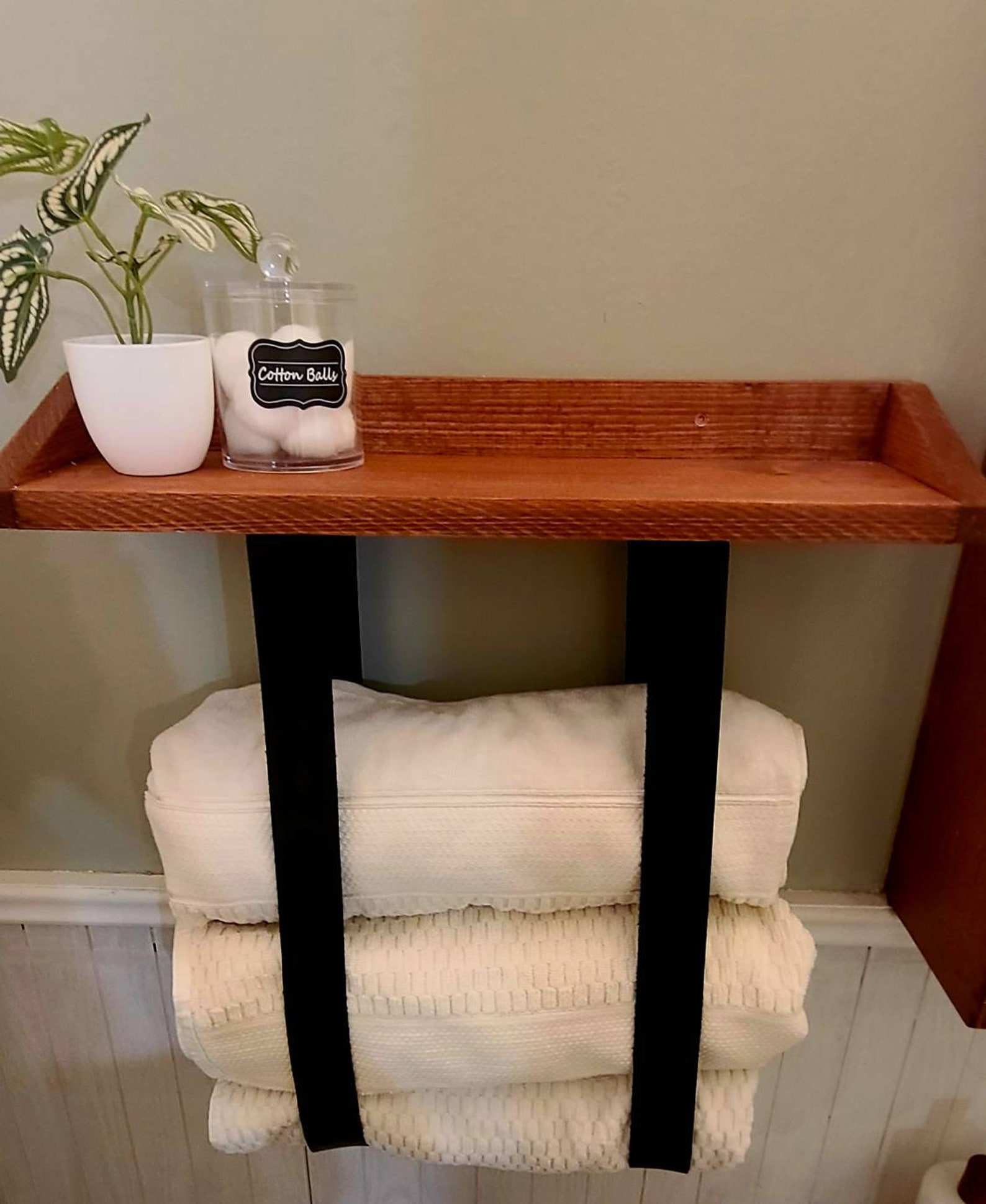Bathroom Towel Holder With Shelf. Wood Towel Holder. Bathroom - Etsy
