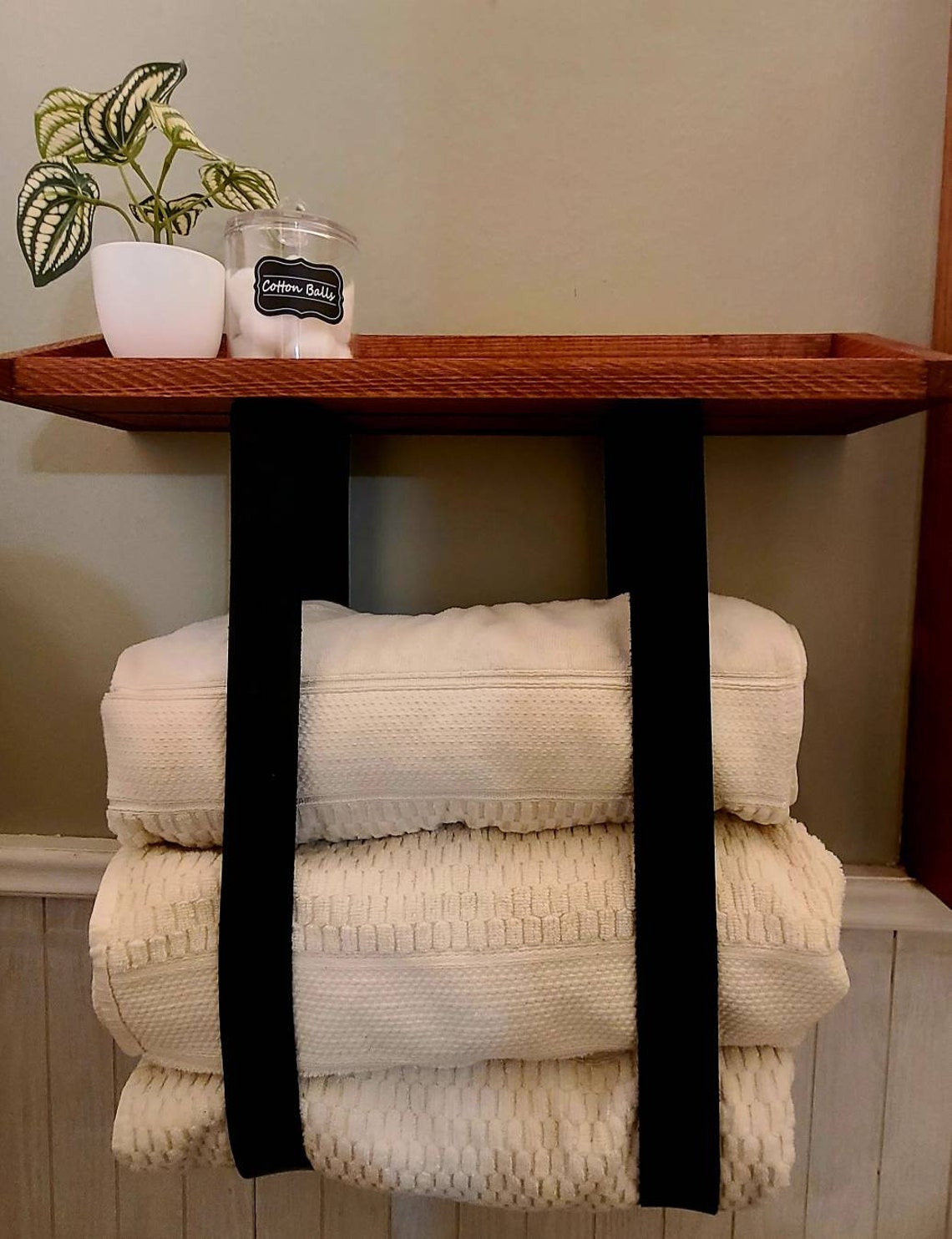 Bathroom Towel Holder With Shelf. Wood Towel Holder. Bathroom - Etsy