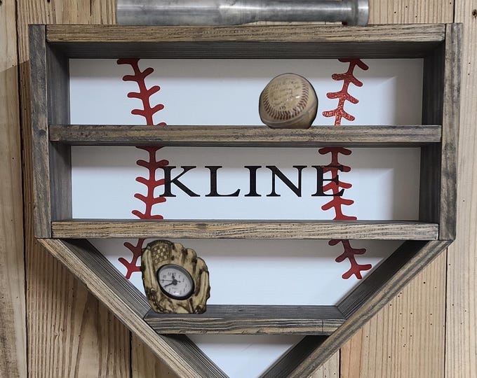 Baseball/Softball Home Plate Shelf: Handmade Wood Decor, Custom Personalization