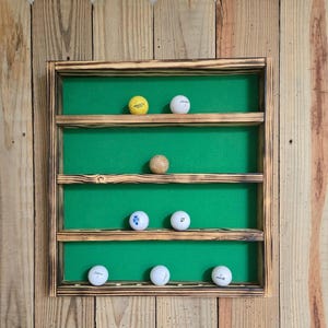 Handcrafted Wooden Golf Ball Display. Golf Ball Holder. Custom Wall Mounted Display Case.Golf Ball Rack.Golf Ball Shelves. Man Cave. Golfer
