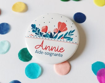 Badge personnalisé pour votre blouse - Infirmière, aide-soignante, sage-femme, aesh, ambulancier... Différents modèles disponibles