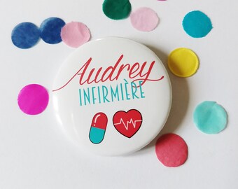 Personalized badge for your gown - Nurse, nursing assistant, midwife, aesh, paramedic... Different models available