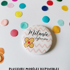 Personalized badge for your blouse Nurse, caregiver, midwife, Aesh, paramedic... Different models available image 3