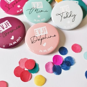 Gepersonaliseerde EVJF EVG-badge voor vrijgezellenfeesten voor toekomstige bruiden en bruidegoms