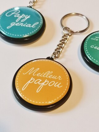 Portachiavi Rotondo In Acciaio Inox Argento Per Nonno, Con Ciondolo Da 2.5 Cm, Regalo Di Compleanno O Natale Per Papy