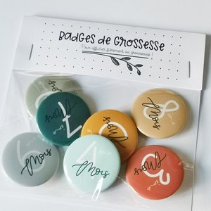 Badges de grossesse - lot de 7 badges pour femme enceinte