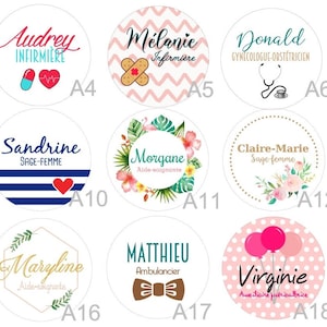 Personalized badge for your blouse Nurse, caregiver, midwife, Aesh, paramedic... Different models available image 5