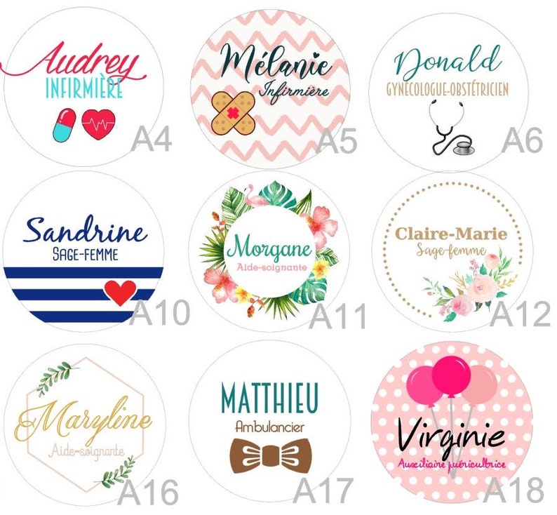 Personalized badge for your blouse Nurse, caregiver, midwife, Aesh, paramedic... Different models available image 5