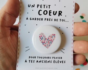 Cadeau pour la crèche ou l'école - Carte badge COEUR LIBERTY pour les nounous, les maîtresses, les Atsem, les AVS...