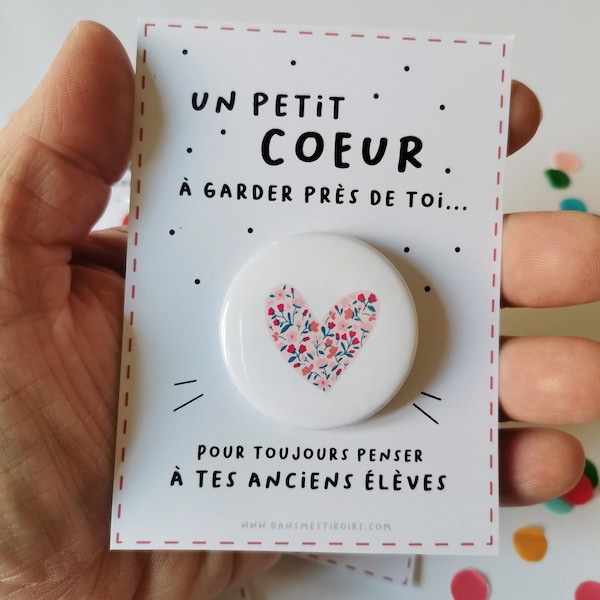 Cadeau pour la crèche ou l'école - Carte badge COEUR LIBERTY pour les nounous, les maîtresses, les Atsem, les AVS...