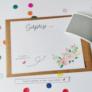 Carte à gratter - Annonce et surprise à écrire vous-même DIY demande témoin marraine parrain anniversaire