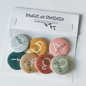 Badges de grossesse - lot de 7 badges pour femme enceinte