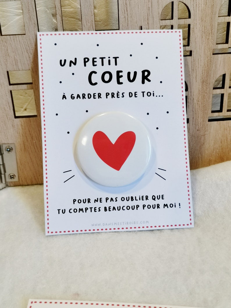 Carte BADGE coeur pour meilleure amie maîtresse nounou CADEAU marraine tata soeur maman image 4