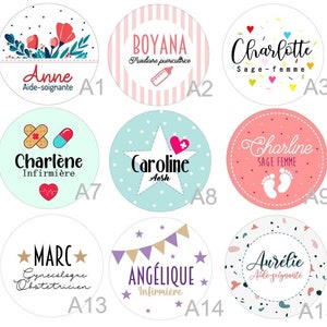 Badge personnalisé pour votre blouse Infirmière, aide-soignante, sage-femme, aesh, ambulancier... Différents modèles disponibles image 6