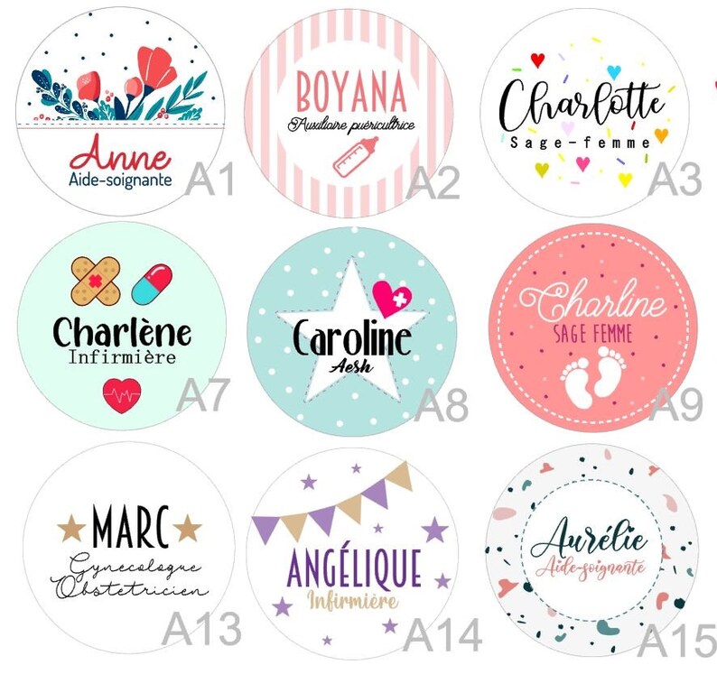 Badge personnalisé pour votre blouse Infirmière, aide-soignante, sage-femme, aesh, ambulancier... Différents modèles disponibles image 6