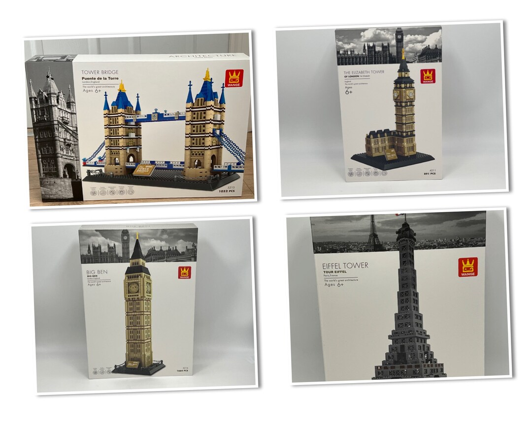 Tower Bridge/ Eiffel Tower/ Big Ben/ Elizabeth Tower. Architectural ...