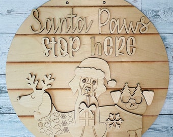 Santa Paws Door Hanger Wall Sign DIY