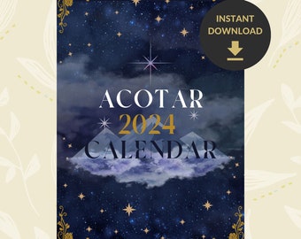 Calendario digital ACOTAR 2024 - Sarah J MAAS - Calendario ilirio | Una corte de rosas y espinas Calendario 2024 inspirado