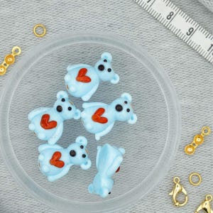 Murano Glass Bear Bead, Handcrafted Colorful Charm