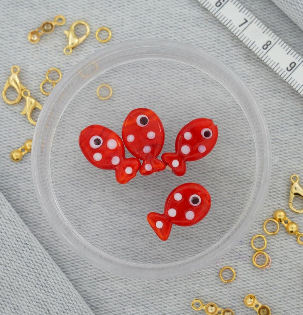 Glass Murano Beads, Murano Fish Beads, Handmade Murano Beads, Fish Charms, Sea Animals, Handmade Jewelry, Fish Figures, Glass Beads,