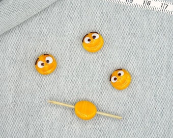 Cuentas de Emoji naranja de Murano de cristal, Smiley, cuentas de vidrio Holey, Murano hecho a mano, cuentas de collar y pulsera, dijes, cuenta de figura de Emoji, bricolaje 16903