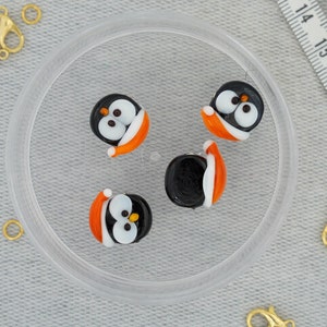 Glass Murano Bead, Penguin Murano Lampwork, Holey Glass Bead, Handcrafted Figure Murano, Necklace & Bracelet Charm, DIY, 16835