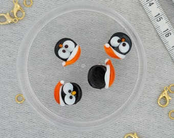 Penguin Murano Glass Bead: Handcrafted Colorful Charm for Jewelry