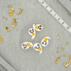 Glass Murano Beads,Glass Halloween Figures, Halloween Charms, Ghost Figures, Halloween Beads, Handmade Jewelry, Ghost Charms, Ghost Beads