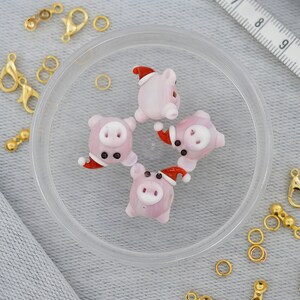 Glass Murano Bead, Pig Murano Lampwork, Holey Glass Bead, Handcrafted Figure Murano, Necklace & Bracelet Charm, DIY, 17248