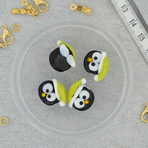 Glass Murano Bead, Penguin Murano Lampwork, Holey Glass Bead, Handcrafted Figure Murano, Necklace & Bracelet Charm, DIY, 16834