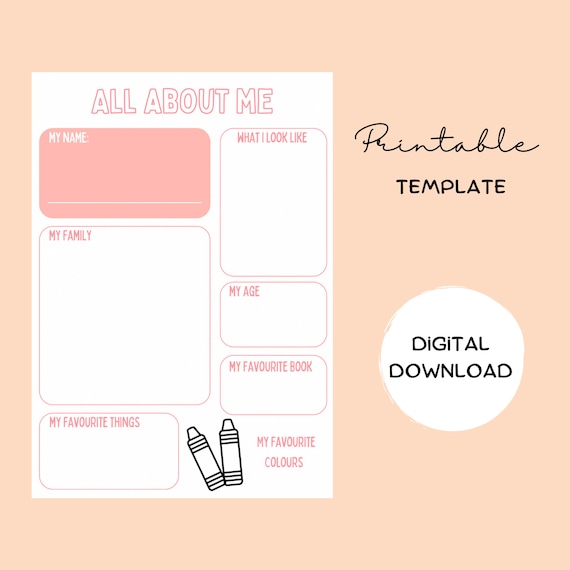 ALL ABOUT ME Sheets for Kids Printable Activity Writing Etsy ALL ABOUT ME Sheets for Kids Printable Activity Writing Etsy