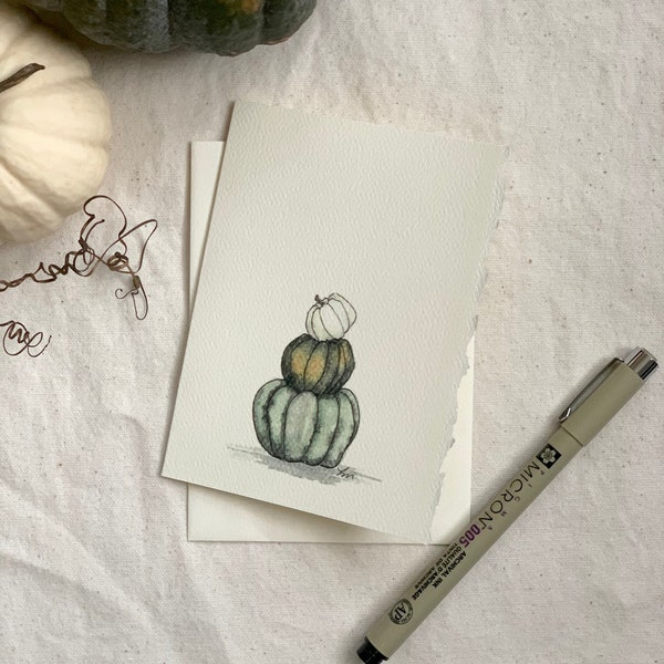 Watercolor Pumpkin Trio Blank Card