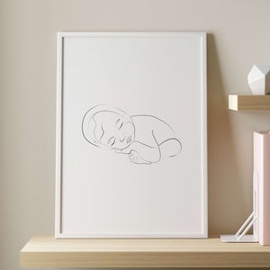 Baby Line Art, Svg Baby Art for Nursery, Minimalist Newborn Artwork, Nursery Decor, Baby Line Drawing, Baby Wall Print Artwork