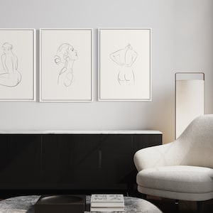 Set of 3 Female Body & Face Line Art Prints – Minimalist Woman ...