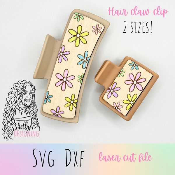 SVG File | Simple Flower Hair Claw Clip SVG Dxf, Glowforge Claw Clip SVG, Spring Flower Claw Clip Svg Laser Cut File, Hair Clip Svg File