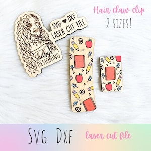 Archivo SVG, Pinza de garra para el pelo de pasador de profesor de escuela SVG, Clip de garra de Forja resplandeciente SVG, Clip de garra de vuelta al cole Svg Archivo de corte láser, Pinza de pelo Svg