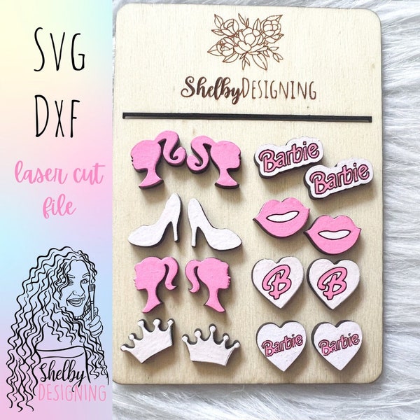 Cute Fun Girls Stud Oorbellen Bundel SVG DXF Laser Cut File | Glowforge Oorknopjes Svg | Jaren '90 Geïnspireerd Doll Oorbellen Svg | Oorbellen Svg