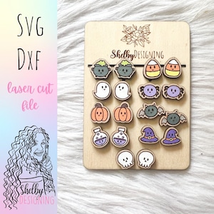 Kawaii Halloween Ohrstecker Bundle SVG DXF Laser Cut Datei | Glowforge Kawaii Halloween Ohrringe SVG-Datei | Süße Kawaii Ohrstecker