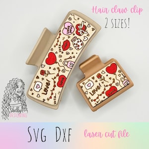 SVG File | Valentines Day Hair Claw Clip SVG Dxf, Glowforge Claw Clip SVG, Valentine Claw Clip Svg Laser Cut File, Hair Clip Laser Cut File