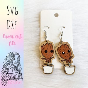 Baby Plant Superhero Dangle Earrings Glowforge Svg Bundle, Superhero Dangle Earrings SVG File, Glowforge Laser Cut Svg File Earrings