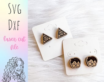 Wizard Laser Cut Stud Earrings Glowforge Svg Files, Witch/Wizard Stud Earrings SVG File, Glowforge Laser Cut File Wizard Earrings Svg File