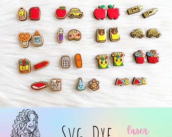Skolmaterial Örhängen Bundle Glowforge Laserskuren SVG DXF-fil | Set om 15