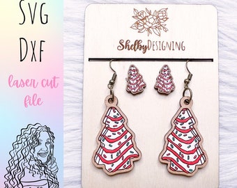 Christmas Snack Cake SVG Earrings, Glowforge SVG Earrings, Christmas Earrings SVG Files, Glowforge Cute Christmas Earring Svg