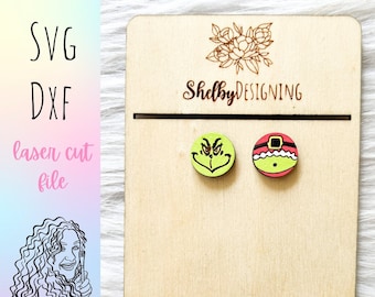 Pendientes navideños de monstruo verde, cortados con láser Glowforge (archivo SVG DXF)