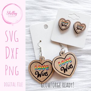 Love Wins Pride Stud/Dangle SVG Earrings, Glowforge SVG Earring Files, Lgbtq Pride Earrings SVG Files, Love Wins Pride Earrings Svg Files