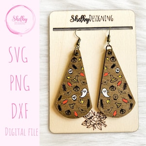 Cute Halloween Dangle Earrings Svg, Halloween Laser Cut Earrings Svg, Glowforge Halloween Earring Svgs, Halloween Dangle Earrings Svg File